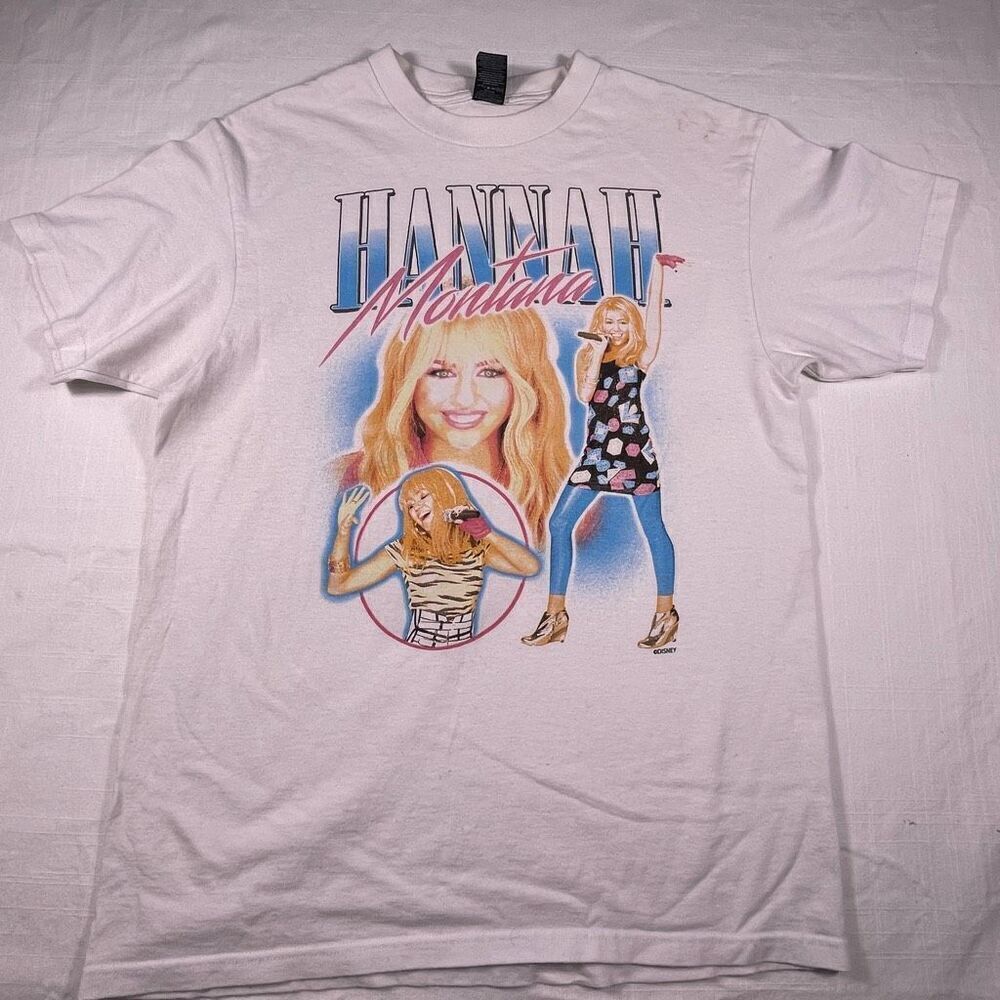 Optima White Hannah Montana Graphic Heavyweight Short Sleeve T-Shirt Medium